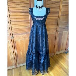 Dolls Kill Gothic Victorian Dark Fairycore Halloween Embroidered Eyelet Dress S